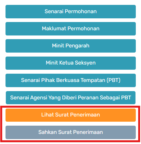 Halaman Kelulusan Permohonan