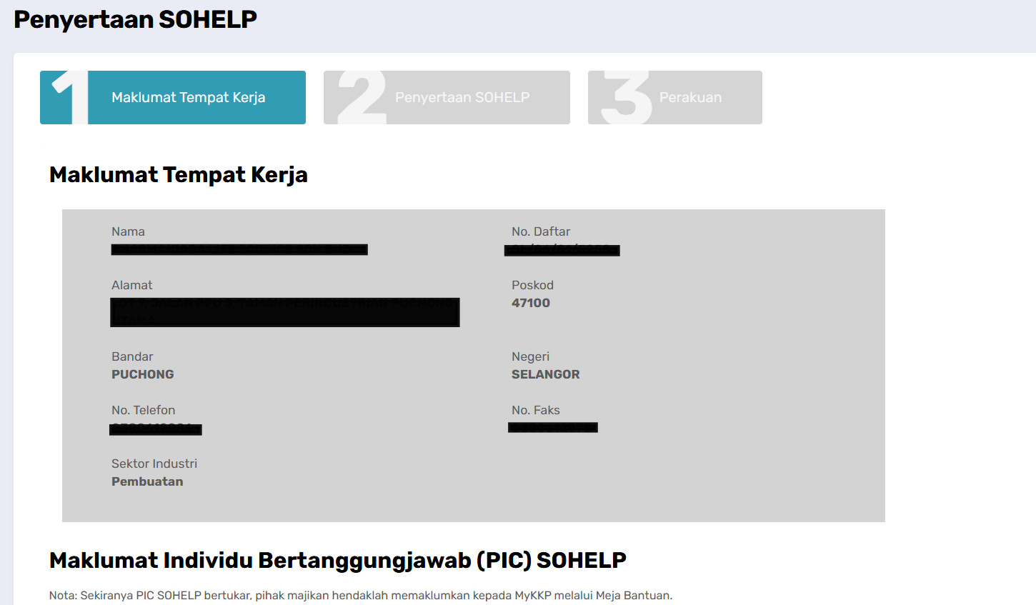 Butiran Penyertaan SOHELP