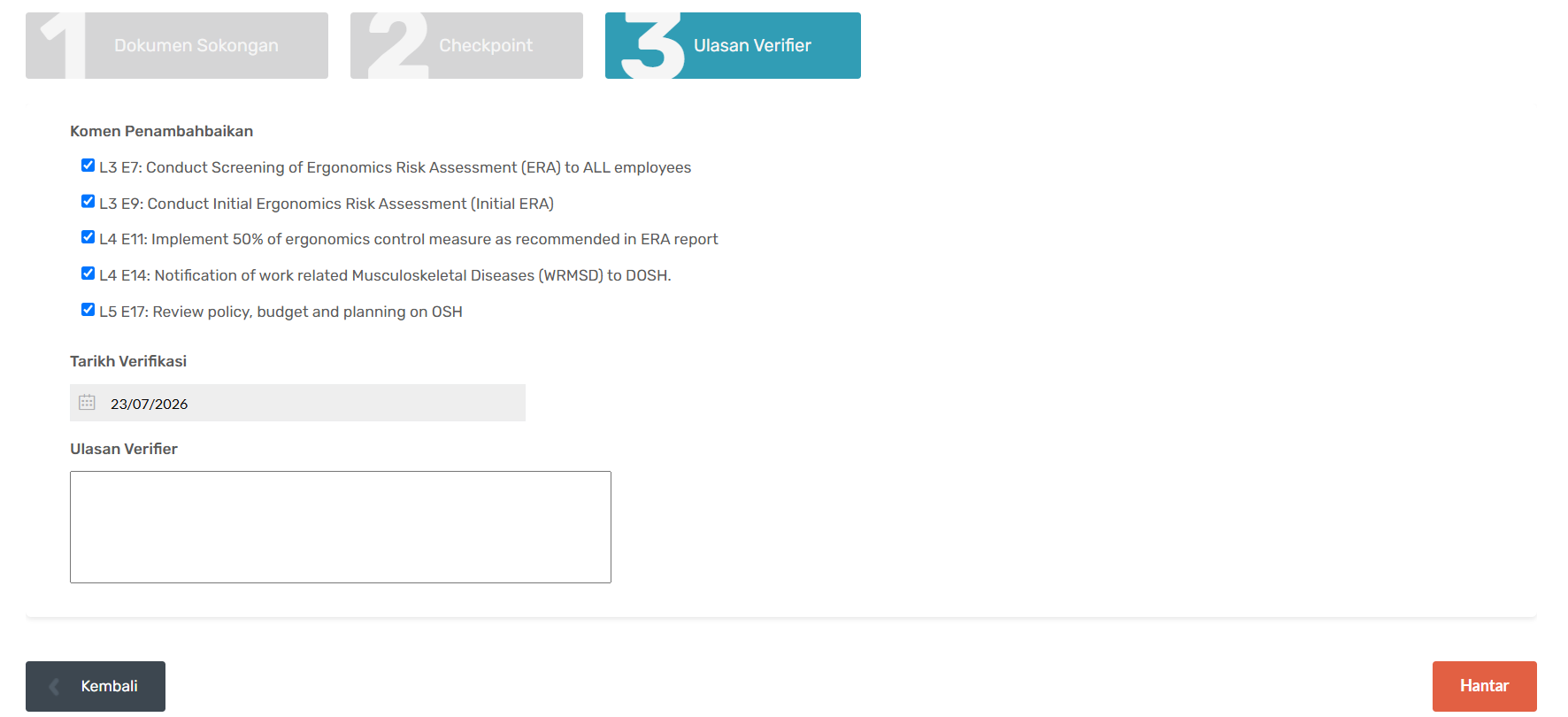 Halaman Verifikasi â Tab 3: Ulasan Verifier