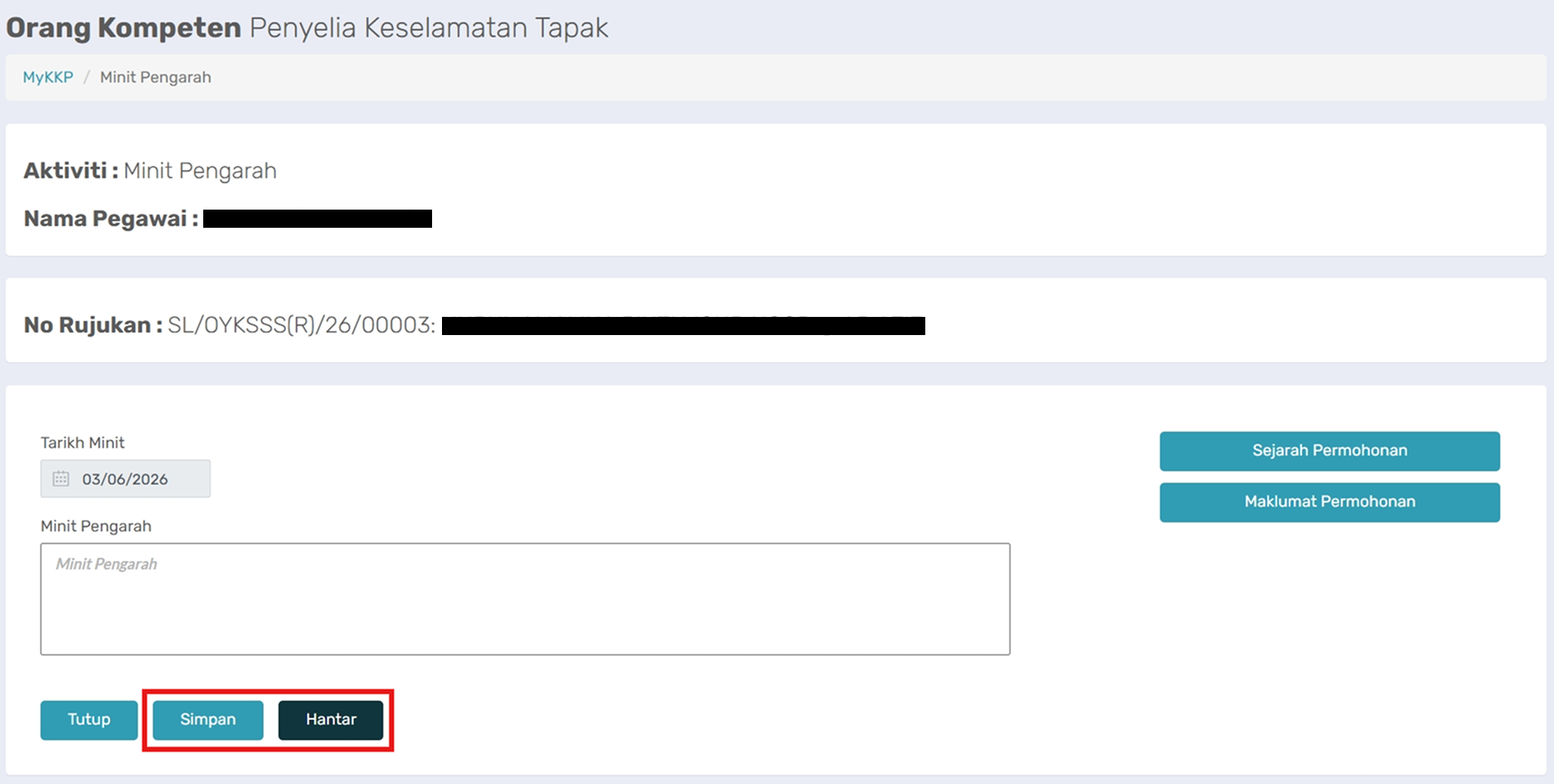 Halaman Minit Pengarah