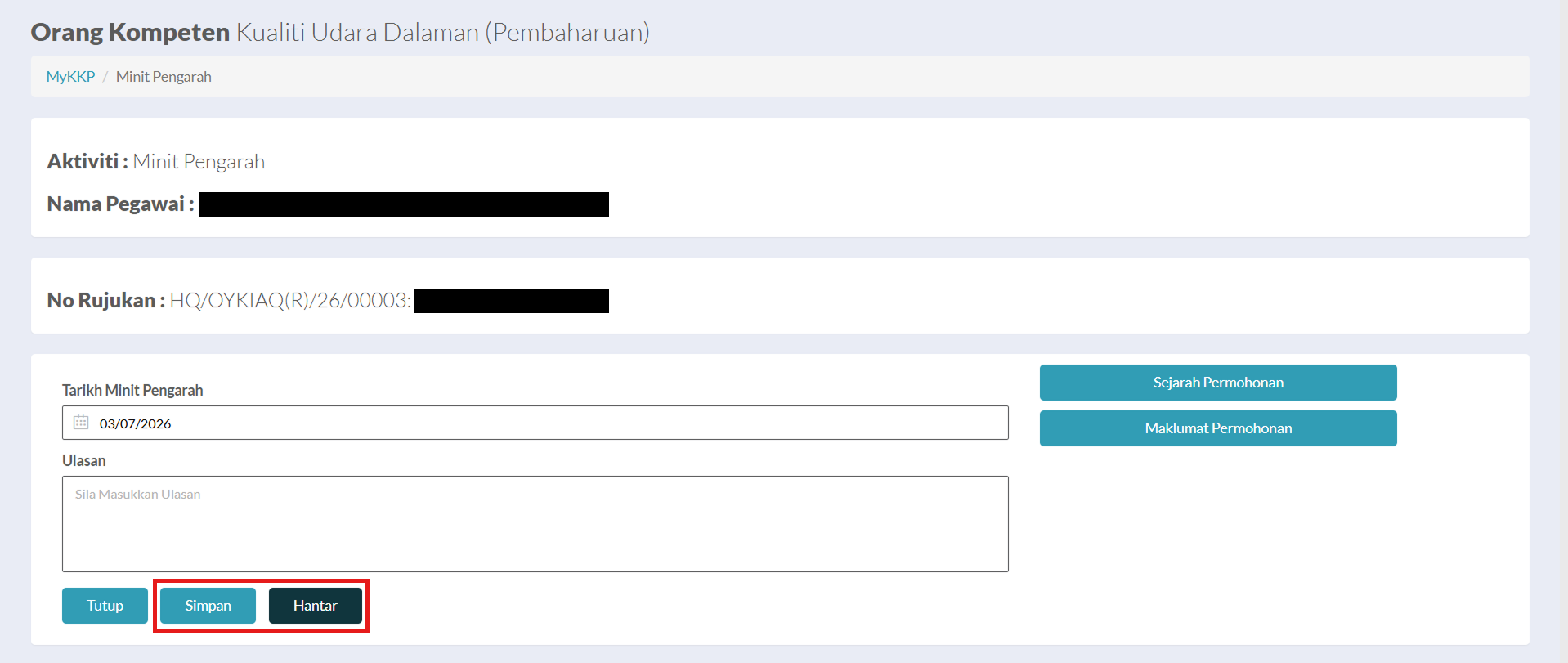 Halaman Minit Pengarah