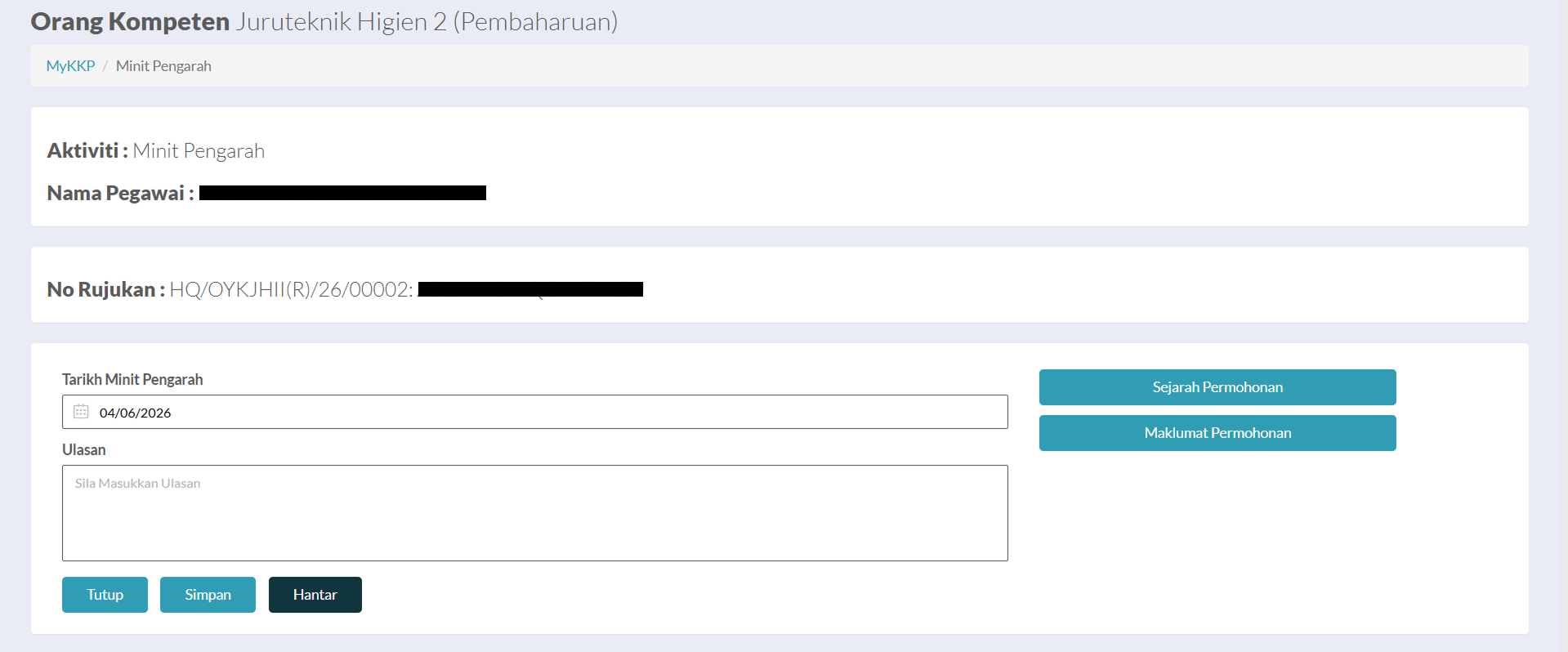 Halaman Minit Pengarah
