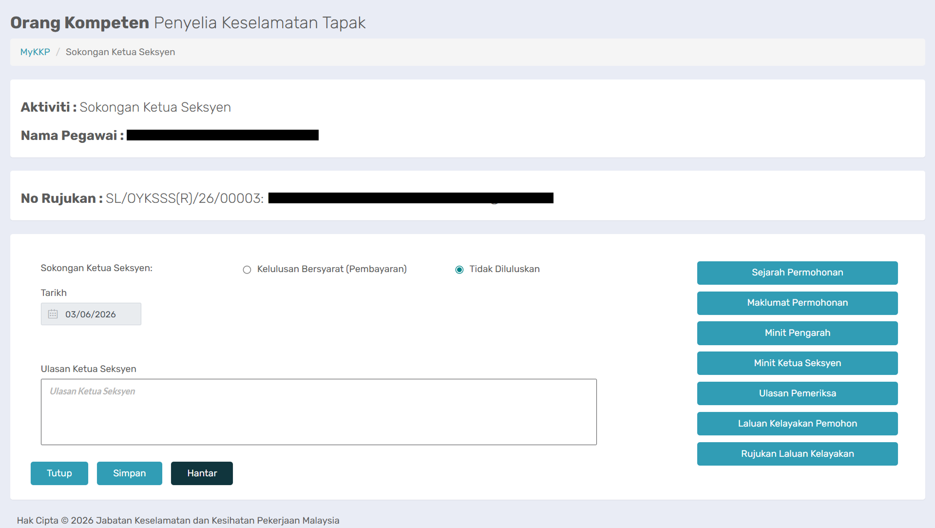 Halaman Sokongan Ketua Seksyen