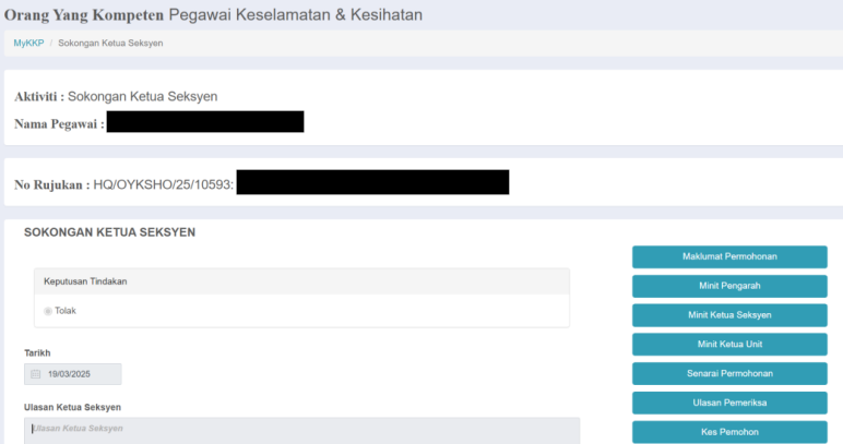 Halaman Sokongan Ketua Seksyen