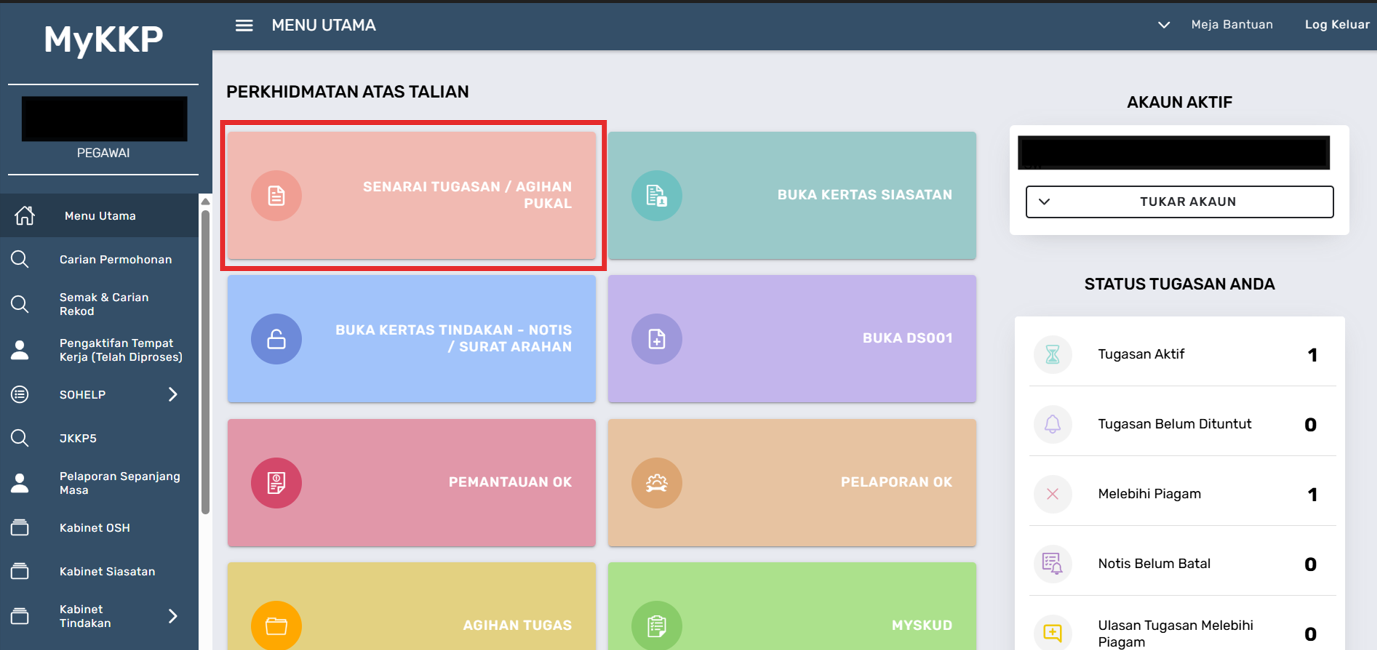 Halaman Dashboard Pegawai