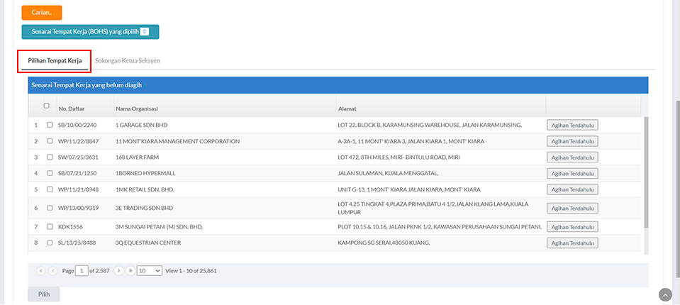 Hasil Carian Tempat Kerja