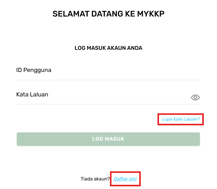 Halaman Log Masuk MyKKP