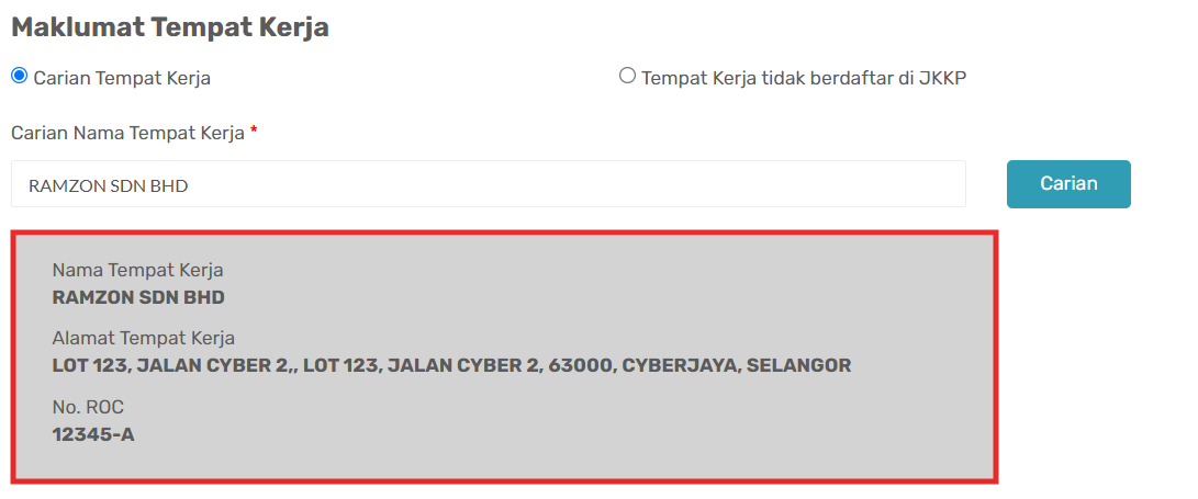 Medan Nama Tempat Kerja