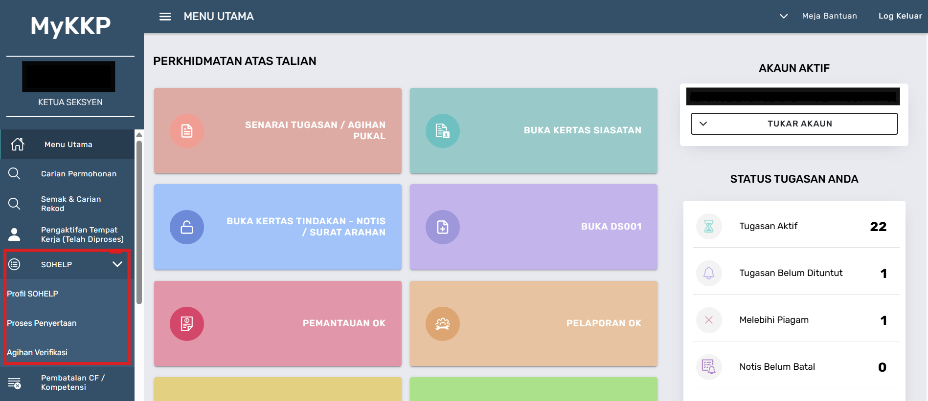Laman Utama Ketua Seksyen (Negeri)