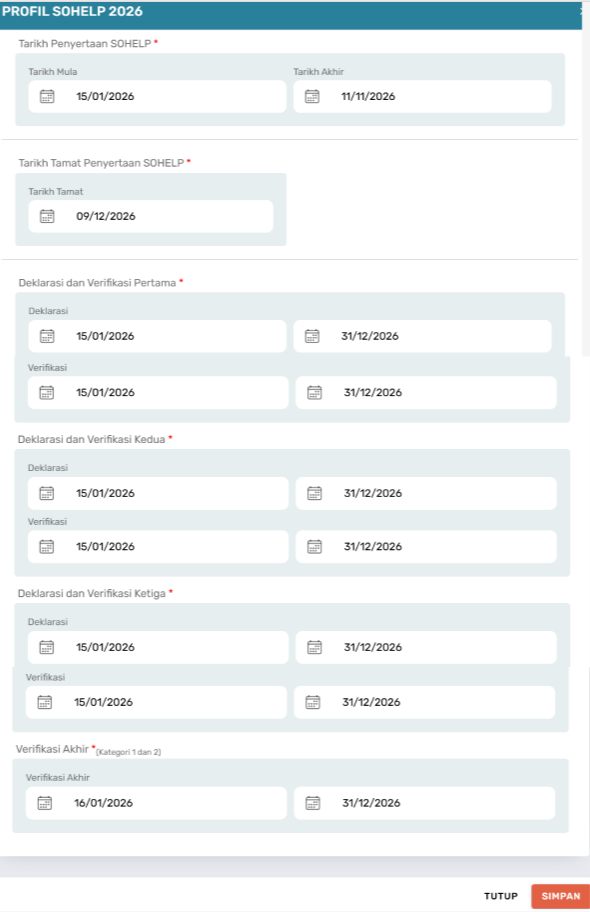 Popup Kemaskini Profil SOHELP