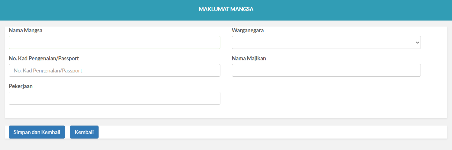 Pop-up Maklumat Mangsa