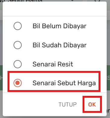 Popup Carian Bil/Resit