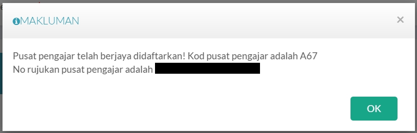 Popup Pendaftaran Pusat Pengajar