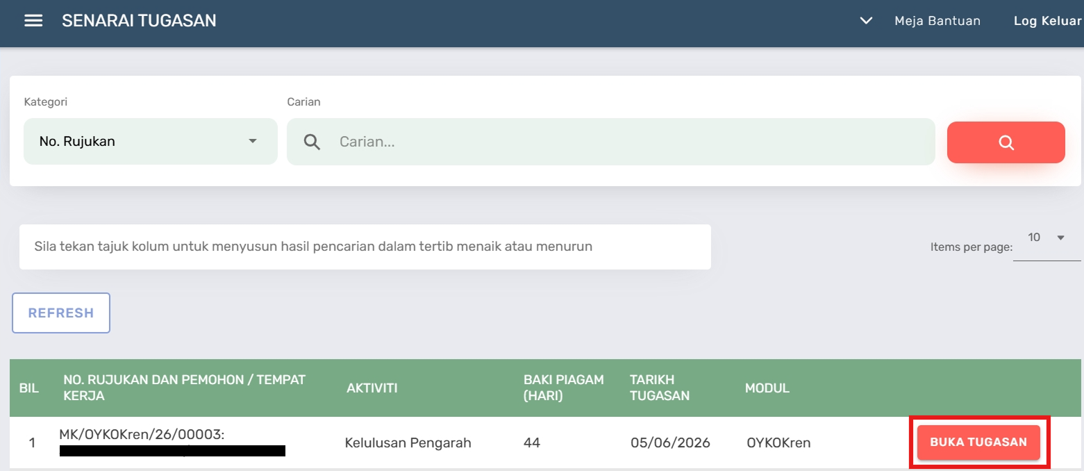 Halaman Senarai Tugasan