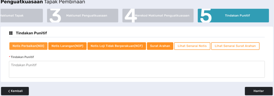 Tab 5: Tindakan Punitif